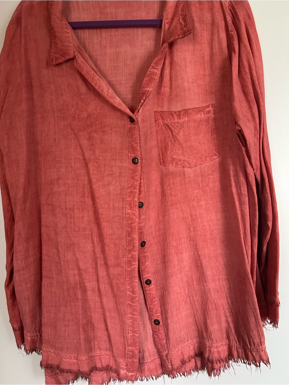 Umgee Button-Down Shirt in Dusty Coral
